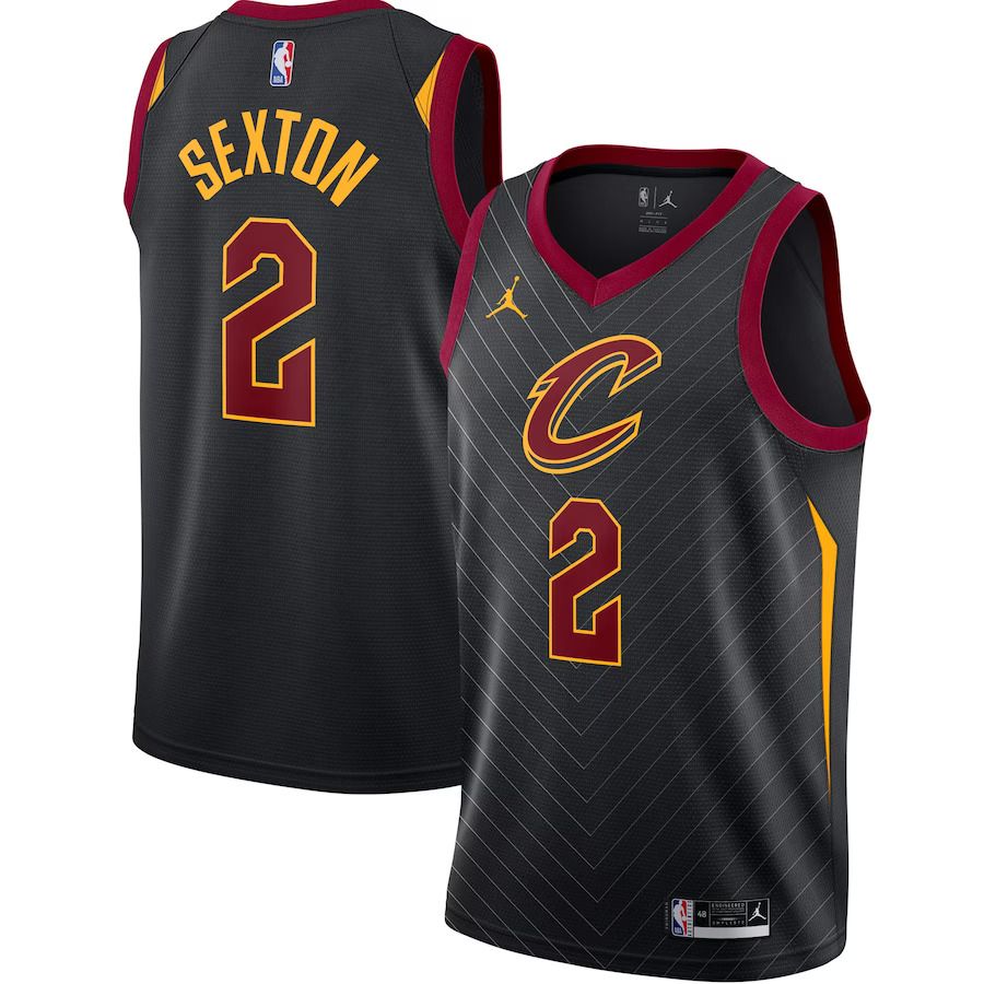 Men Cleveland Cavaliers 2 Collin Sexton Jordan Brand Black Swingman NBA Jersey